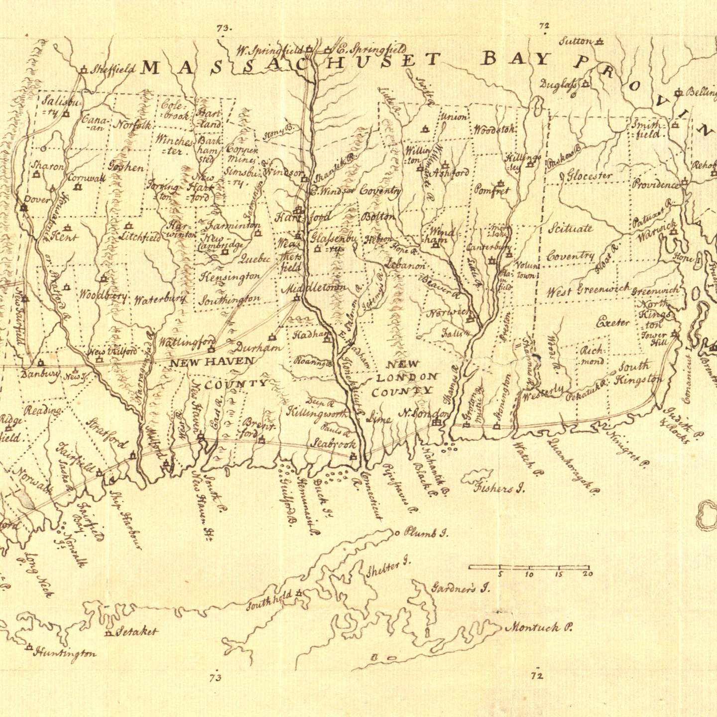 Map of Connecticut and Rhode Island